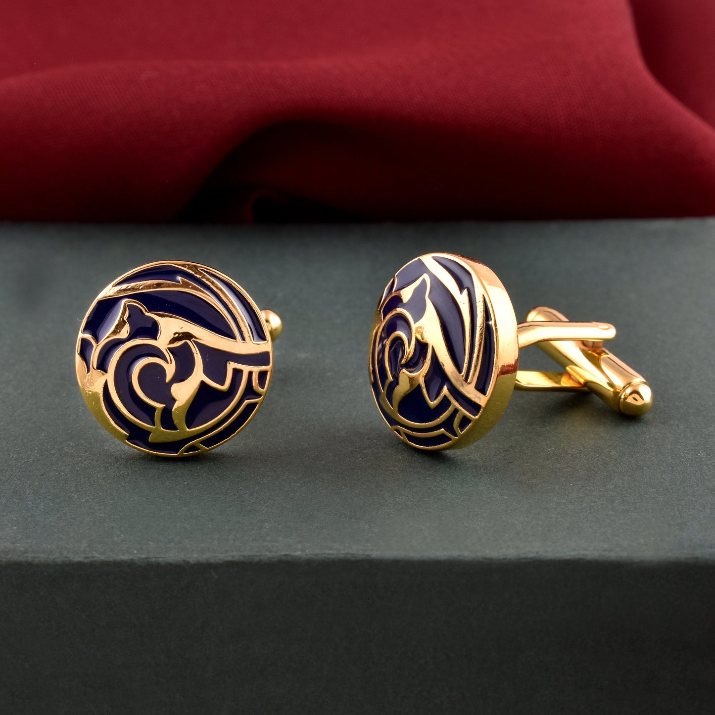 Art Deco Navy Cufflinks