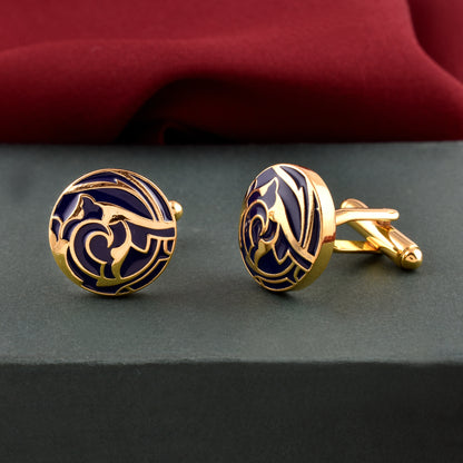 Art Deco Navy Cufflinks