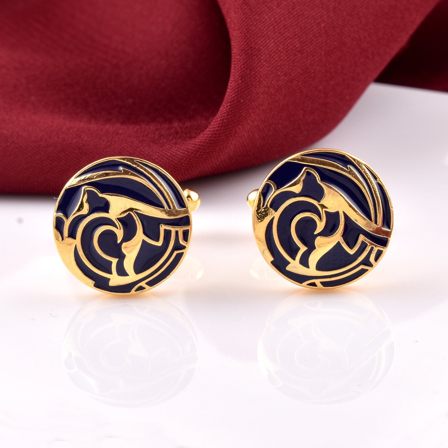 Art Deco Navy Cufflinks