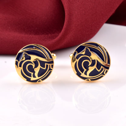 Art Deco Navy Cufflinks