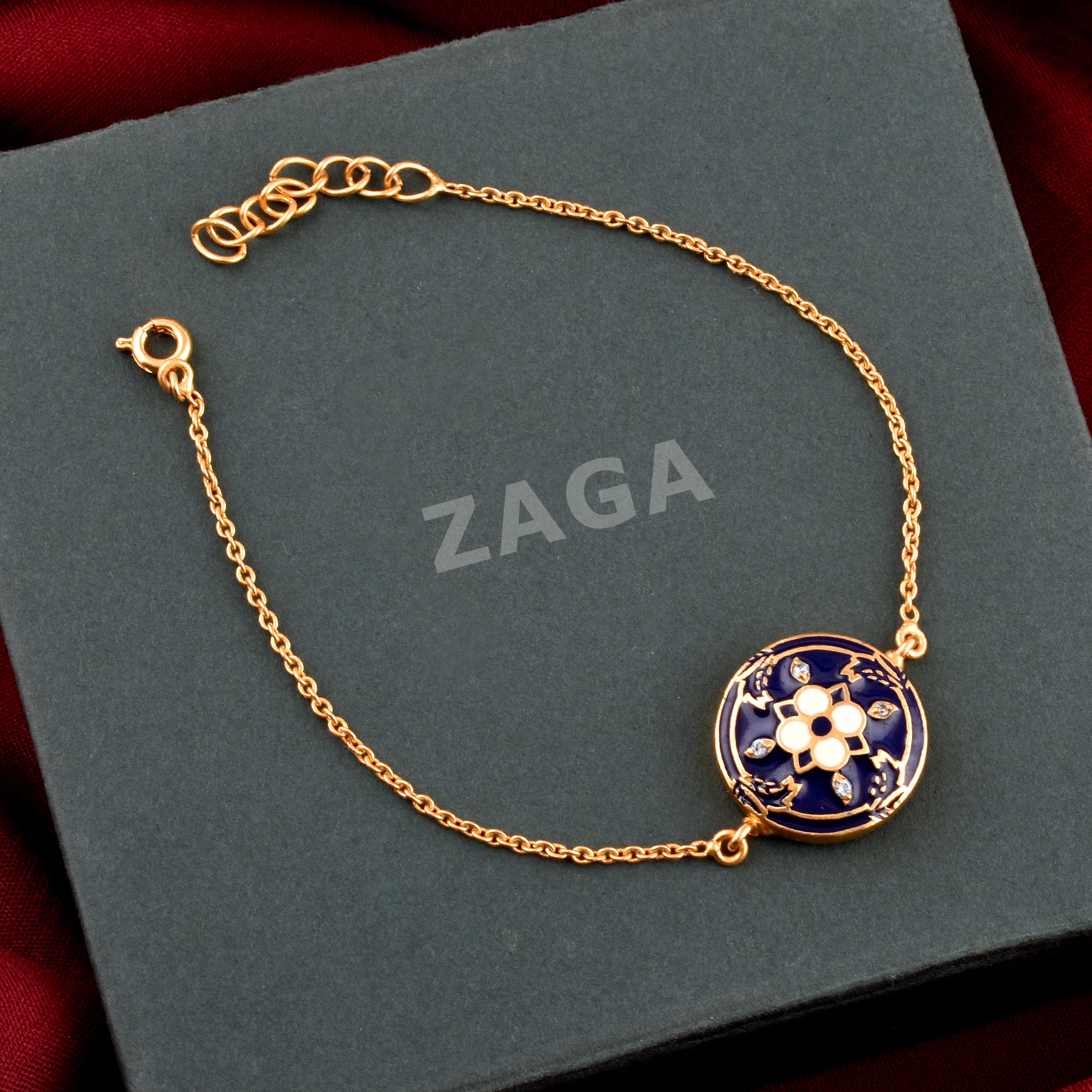 Elegant blue Enamel Floral Bracelet – zaga