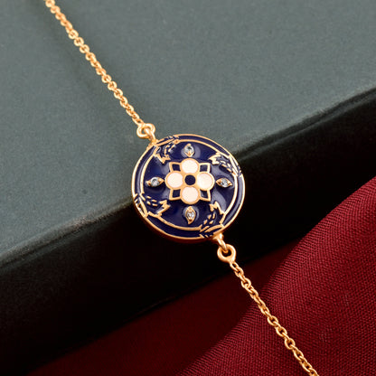 Elegant blue Enamel Floral Bracelet