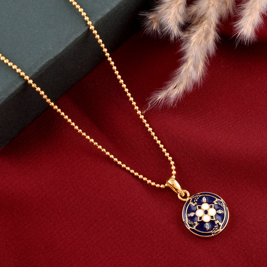 royal blue floral enamel pendant necklace