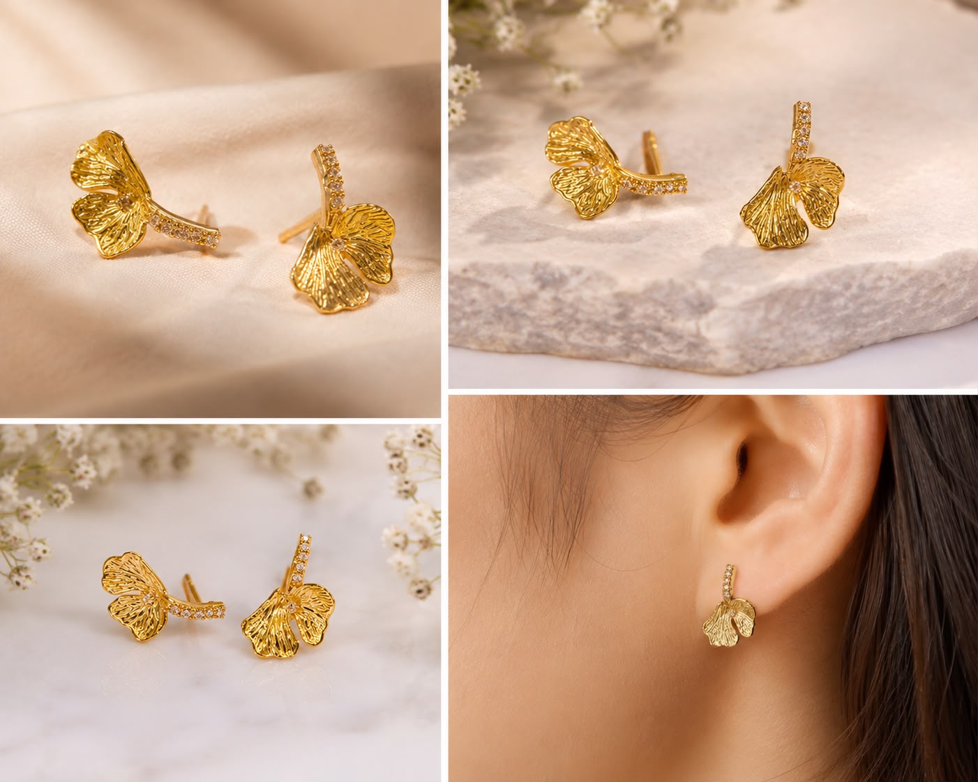 Ginkgo Leaf Stud Earrings