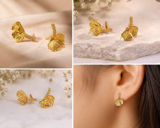 Ginkgo Leaf Stud Earrings